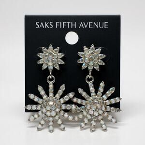 Saks Fifth Avenue Crystal Starburst Drop Earrings – Statement Sparkle!